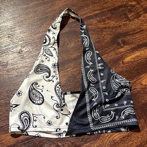 Black and White Paisley Halter Top